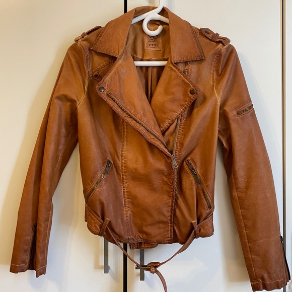 Zara Trafaluc Tan Faux Leather Jacket - Picture 1 of 5